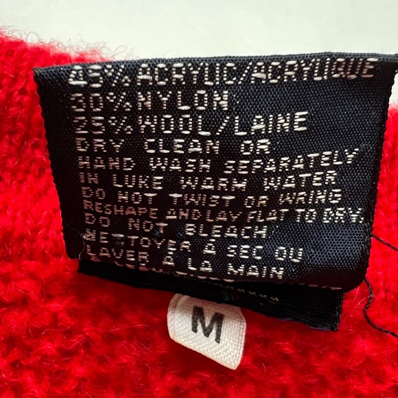 DANIEL HECHTER Sweater Pullover Henley Collar Bright Red Wool Blend Size M - Picture 7 of 7